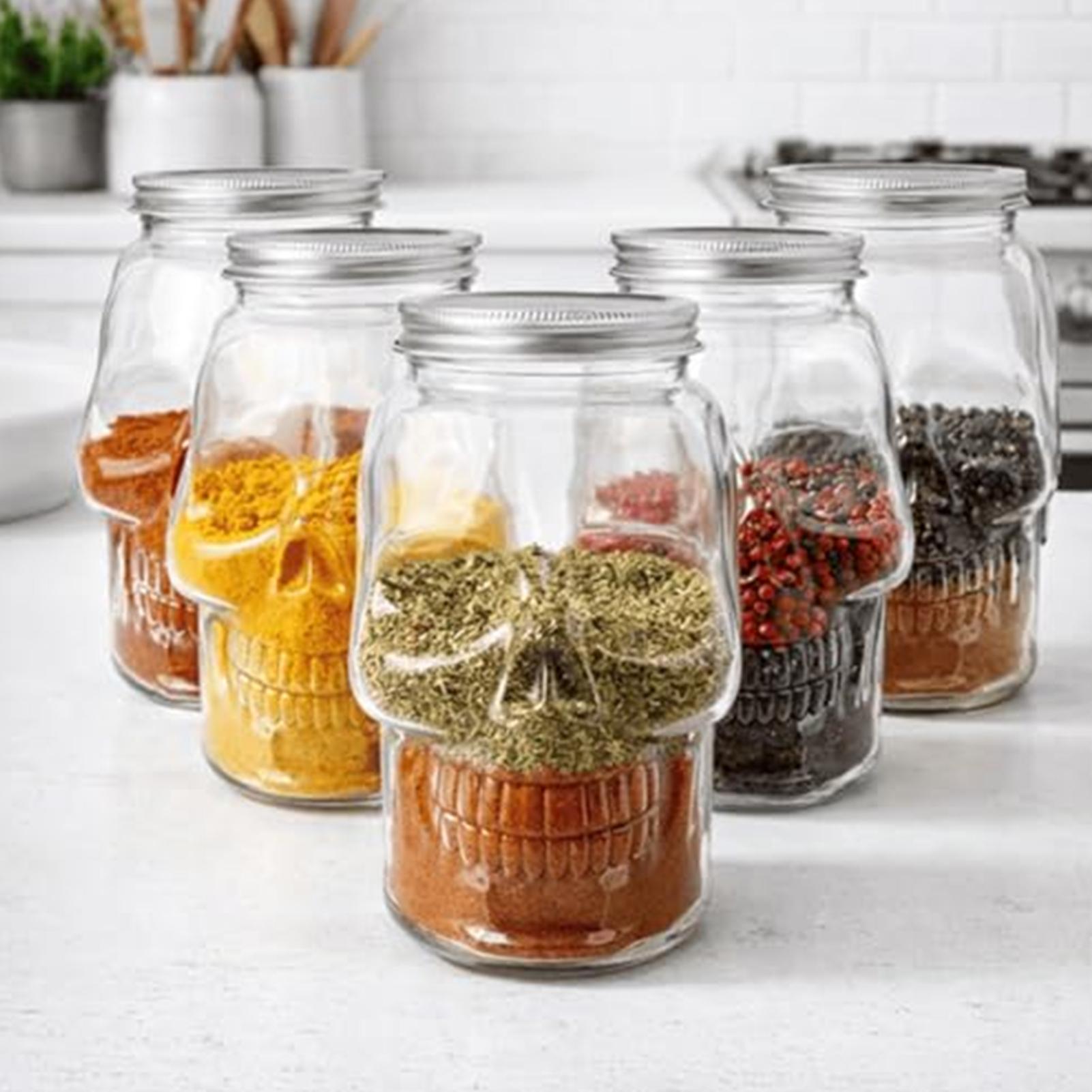 Meal Prep For A Day - Transparent Skull Jars with Lid Wide