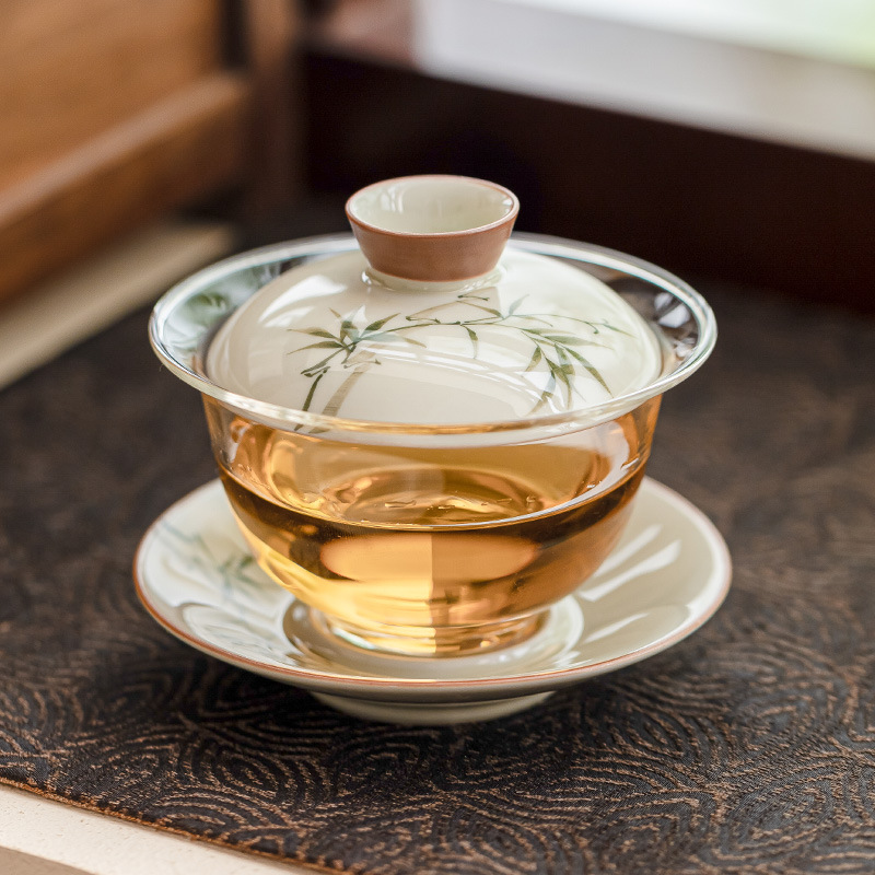 Hand Painted Bamboo Gaiwan For - Glass Container Set 评论和价格