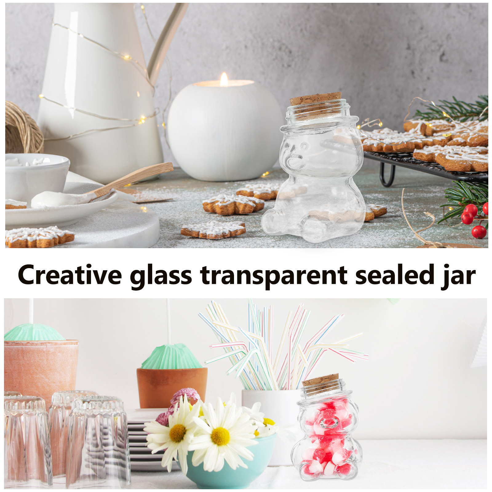 4Pcs Glass Candy Jar Set Trans - Glass Container Set 评论和价格